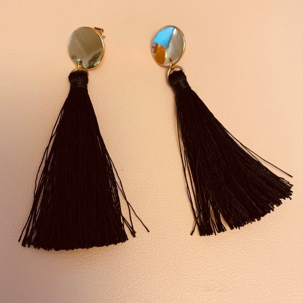 H&M Black Tassel Earrings